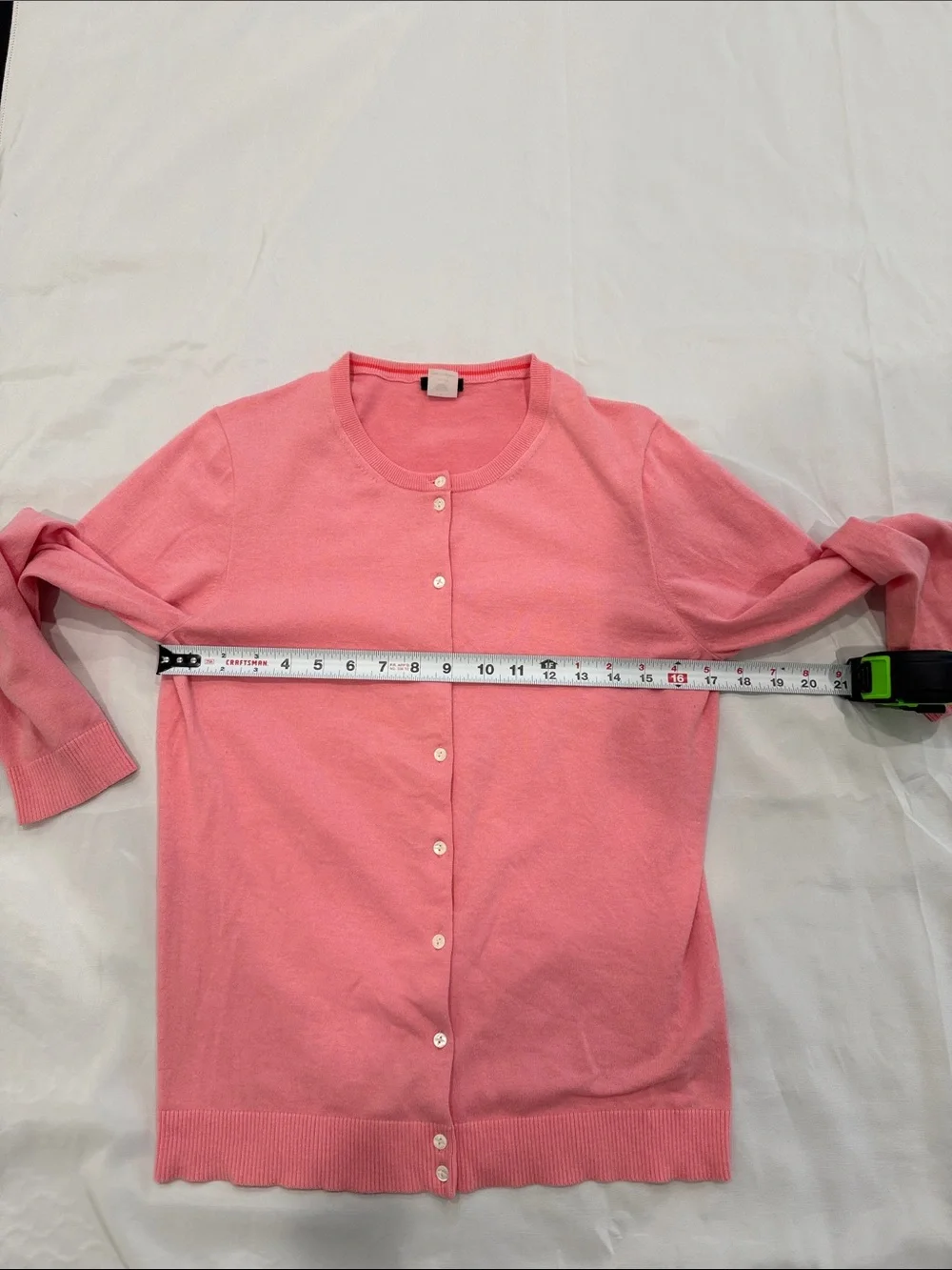 J Crew 3/4 Sleeve Pink Button-Up Cotton Blend Cardigan—Large